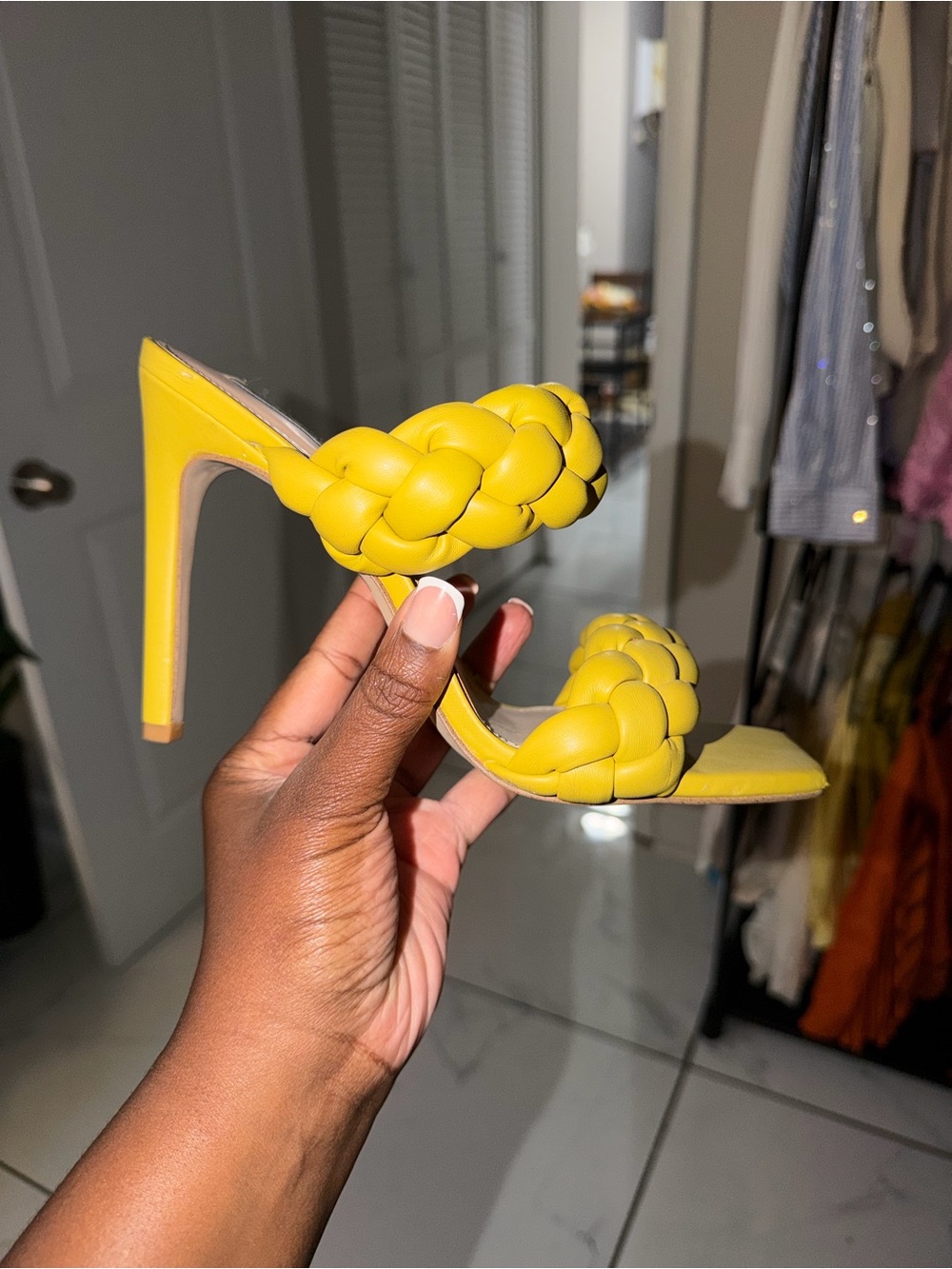 Steve Madden Bright Yellow Braided Double-Strap Slide - Picture 2 of 6